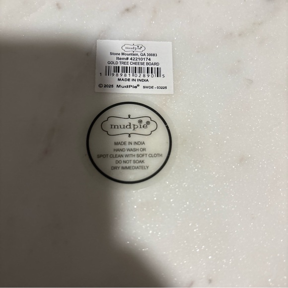 Mud Pie Marble Gold Tree Cheese Board 6x10 - Picture 3 of 4
